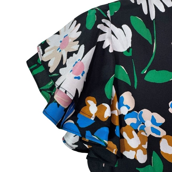 Kate Spade Silk Twill Meadow Floral Sheath Mini Dress In Black Multicolor Size 4 - Picture 9 of 16